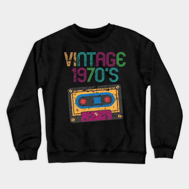 Vintage 1970's Nostalgic 70s Funny Cassette Retro Crewneck Sweatshirt by theperfectpresents